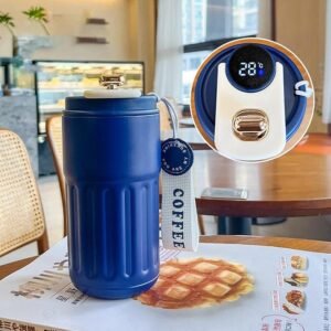 Stainless Steel Coffee Tumbler-Smart LED Thermos-450ml(blue)