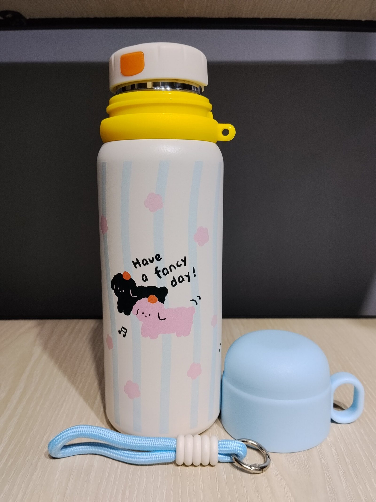 Cute Cartoon Metal Mug – 550ml(Blue) - Image 4