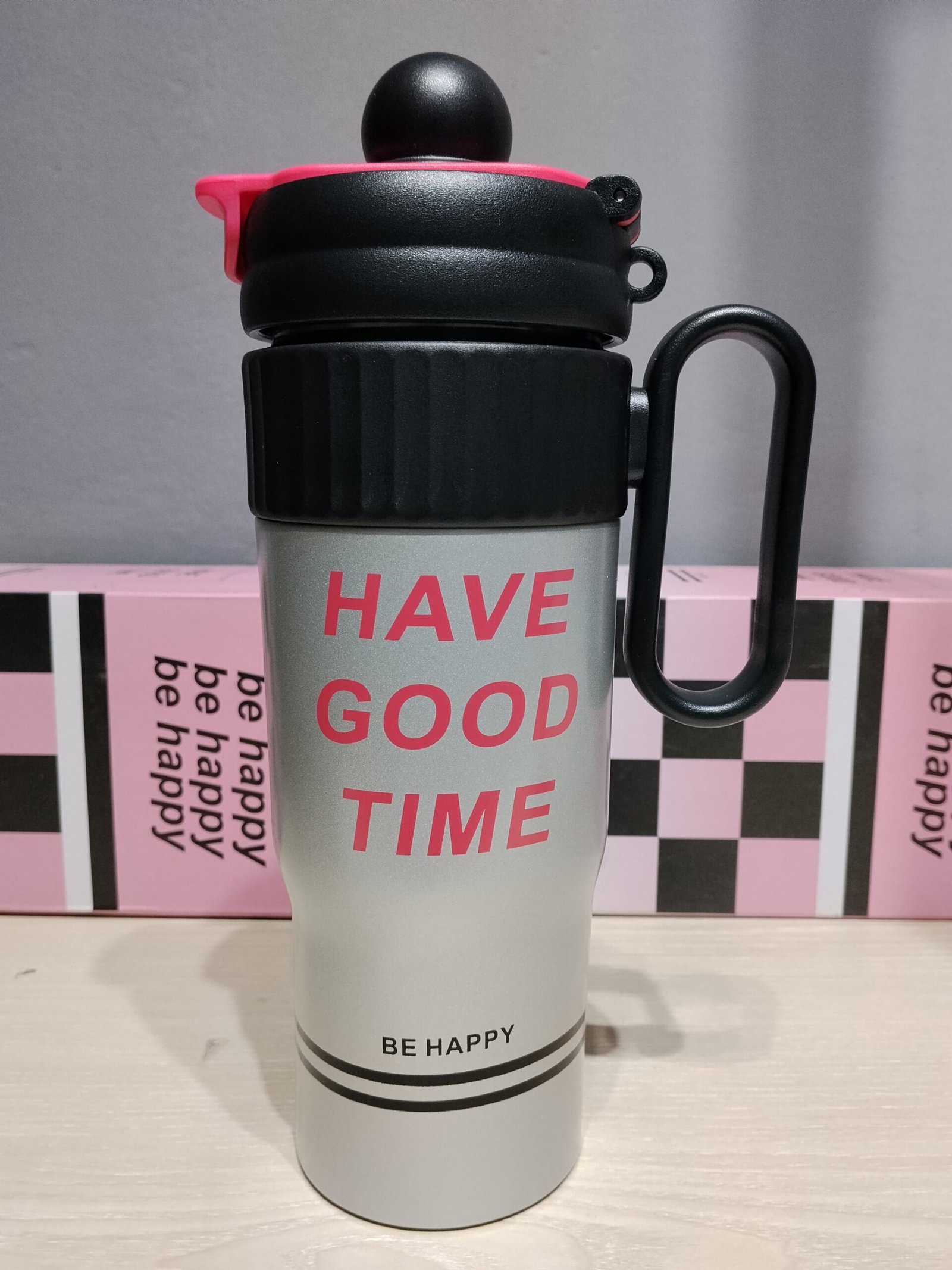 Insulated Travel Mug with Handle-750ml(Silver) - Image 2