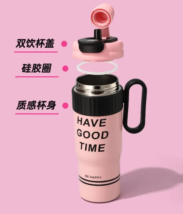 Insulated Travel Mug with Handle-750ml(Silver) - Image 5