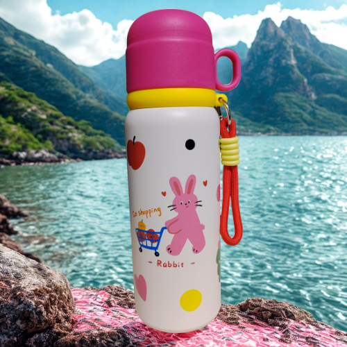 Cute Cartoon Metal Mug – 550ml(Pink)