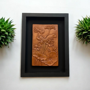 মাটির ফুলেল টেরাকোটা W 8.5″ × L 11.5″ (কাঠের ফ্রেম)